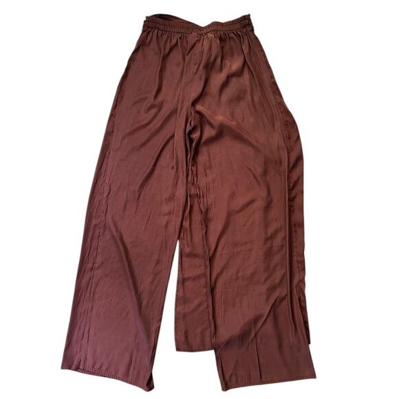 NWT New York & Co Eva Mendes Faux Wrap Wide Leg Brown Pants Small - Picture 5 of 8